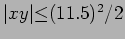 $\vert xy\vert{\leq}(11.5)^2/2$